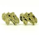 10k yellow gold diamond cut small nugget earrings