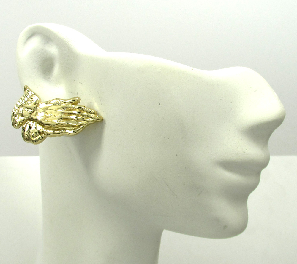 10k yellow gold small praying hand earrings