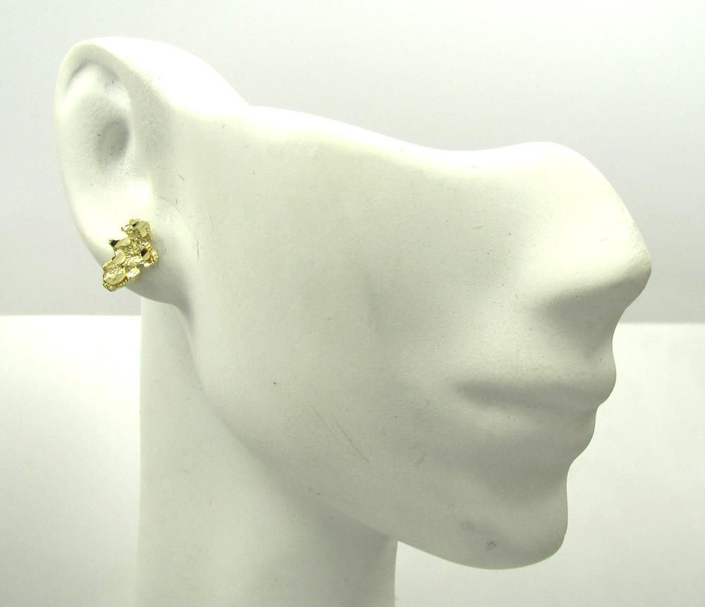 All Sizes Small, Medium, Large Solid 14K Yellow Gold Mens Nugget Earrings 