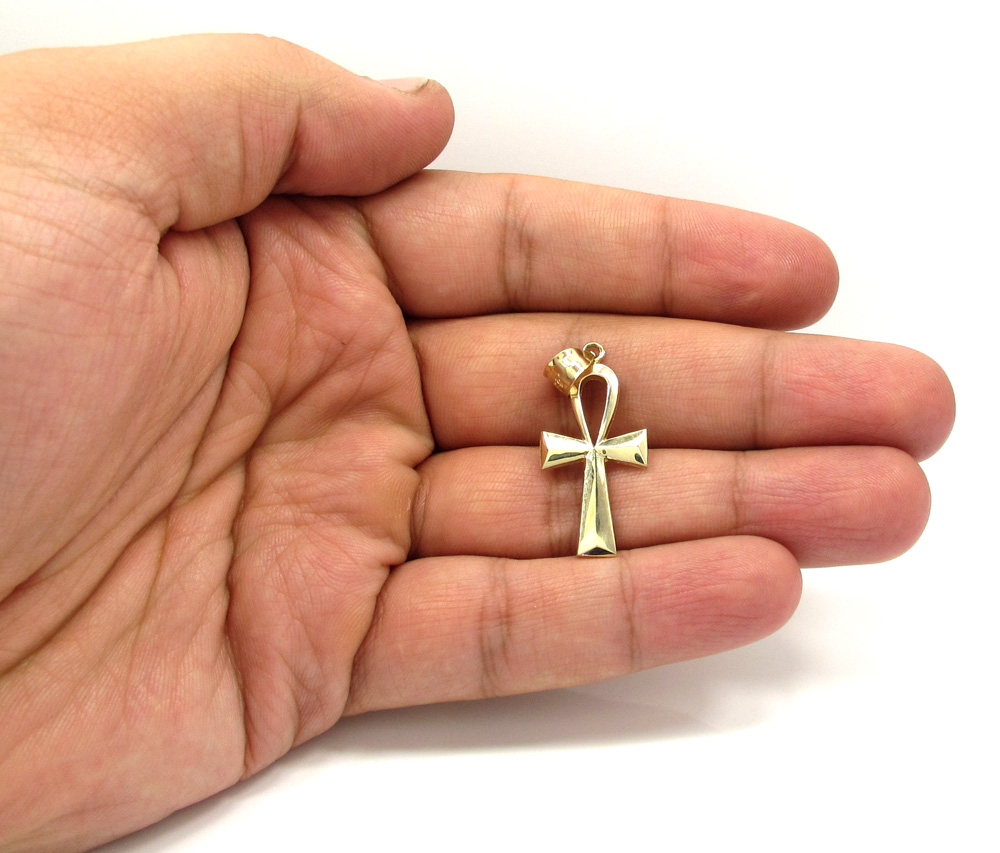 10k yellow gold ankh medium cross