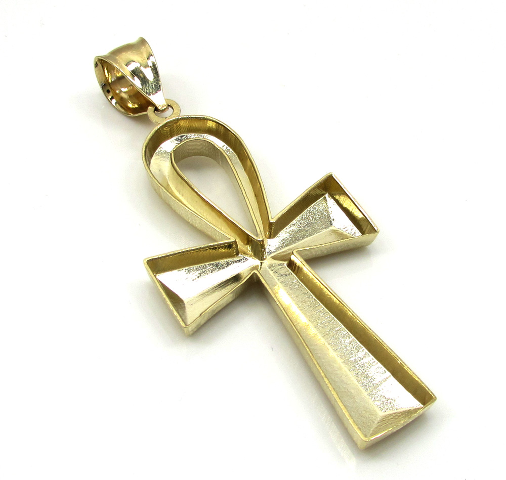 10k yellow gold ankh large cross