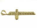10k yellow gold large carved out hollow tube cross