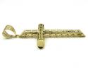 10k yellow gold medium carved out hollow tube cross