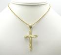10k yellow gold small carved out hollow tube cross
