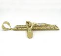 10k yellow gold large carved out hollow tube jesus cross