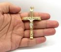 10k yellow gold large carved out hollow tube jesus cross