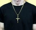 10k yellow gold large carved out hollow tube jesus cross