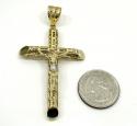 10k yellow gold large carved out hollow tube jesus cross