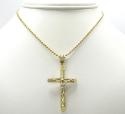 10k yellow gold small carved out hollow tube jesus cross