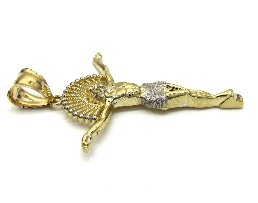 10k yellow gold hanging jesus large cross - Image 4