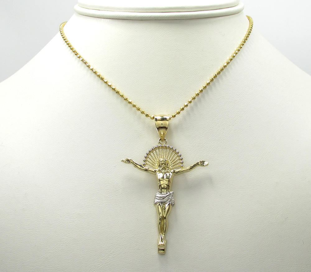10k yellow gold hanging jesus large cross - Image 6