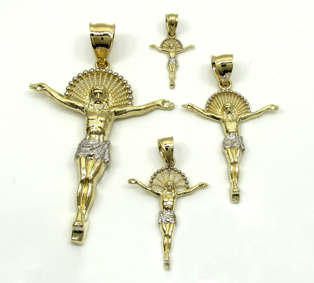 10k yellow gold hanging jesus large cross - Image 7