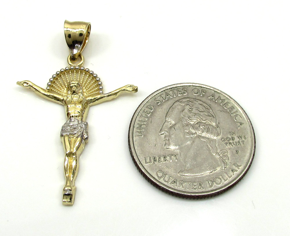 10k yellow gold hanging jesus medium cross