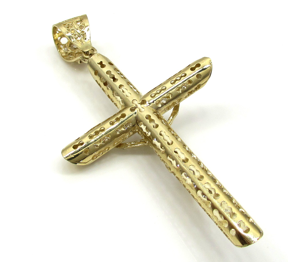 10k yellow gold cz medium jesus cross - Image 4