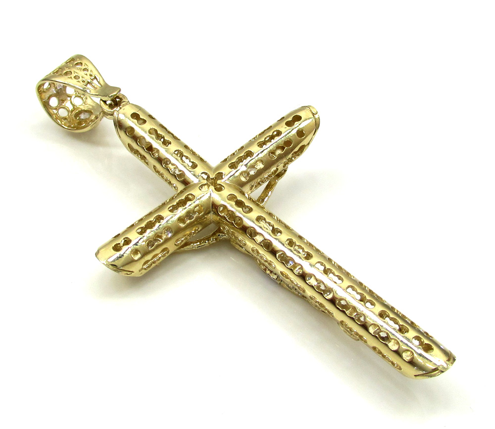 10k yellow gold cz large jesus cross