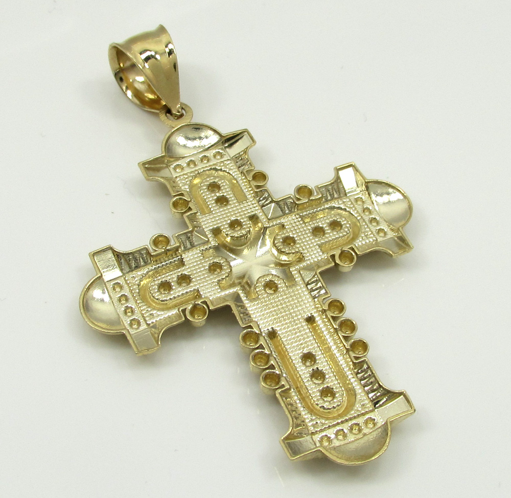 10k yellow gold fancy medieval cross