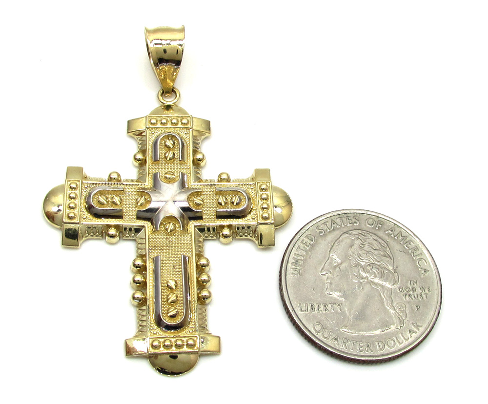 10k yellow gold fancy medieval cross