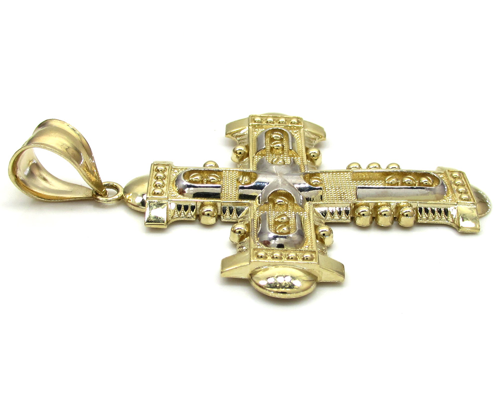 10k yellow gold fancy medieval cross