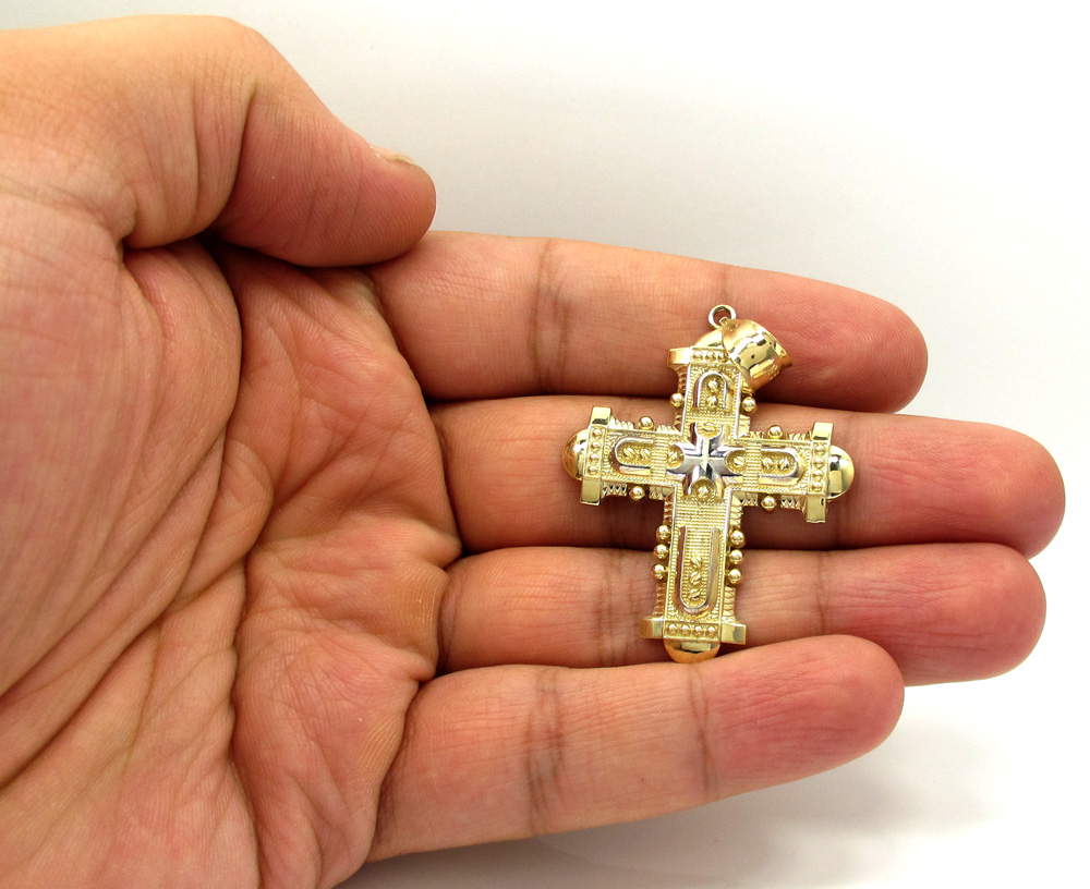 10k yellow gold fancy medieval cross