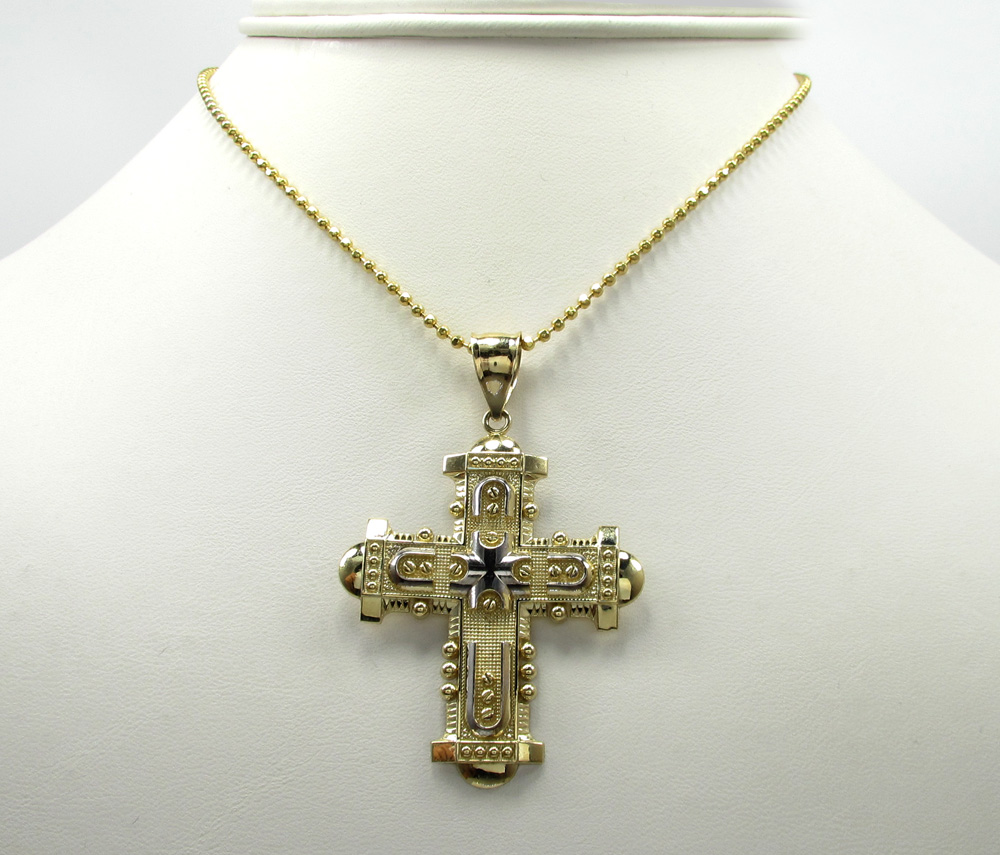 10k yellow gold fancy medieval cross