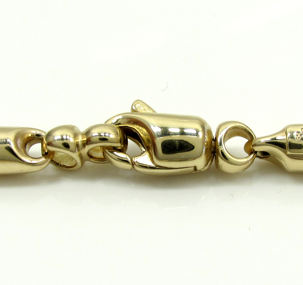 14k yellow gold hollow bullet link chain 24 inch 4.5mm