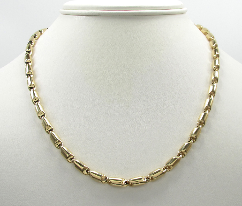 14k yellow gold hollow bullet link chain 24 inch 4.5mm
