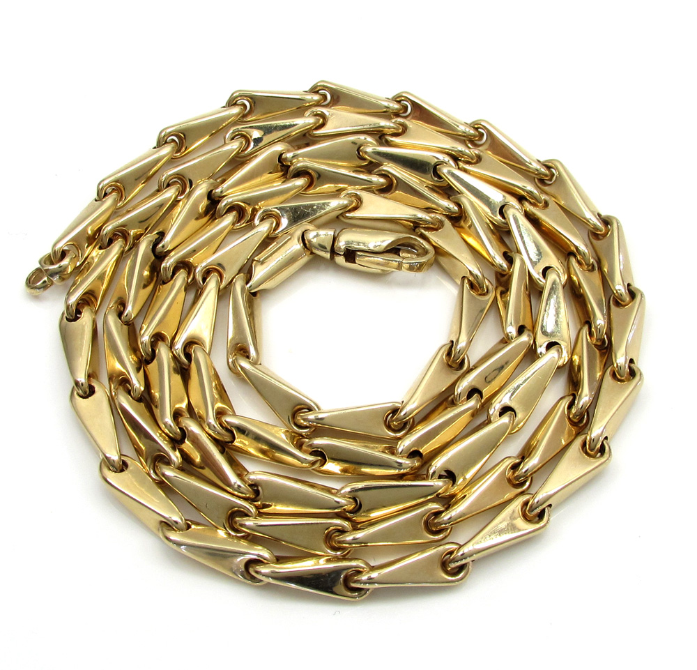 14k yellow gold hollow bullet link chain 26 inch 3.7mm