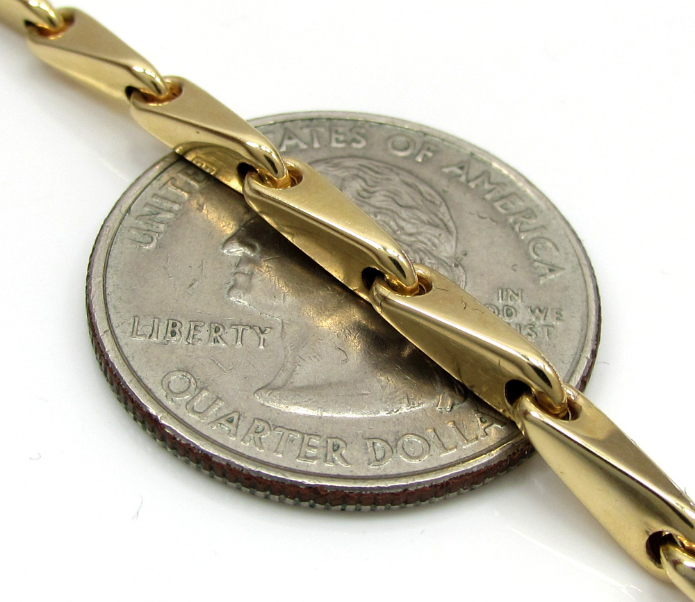 14k yellow gold hollow bullet link chain 26 inch 3.7mm - Image 3
