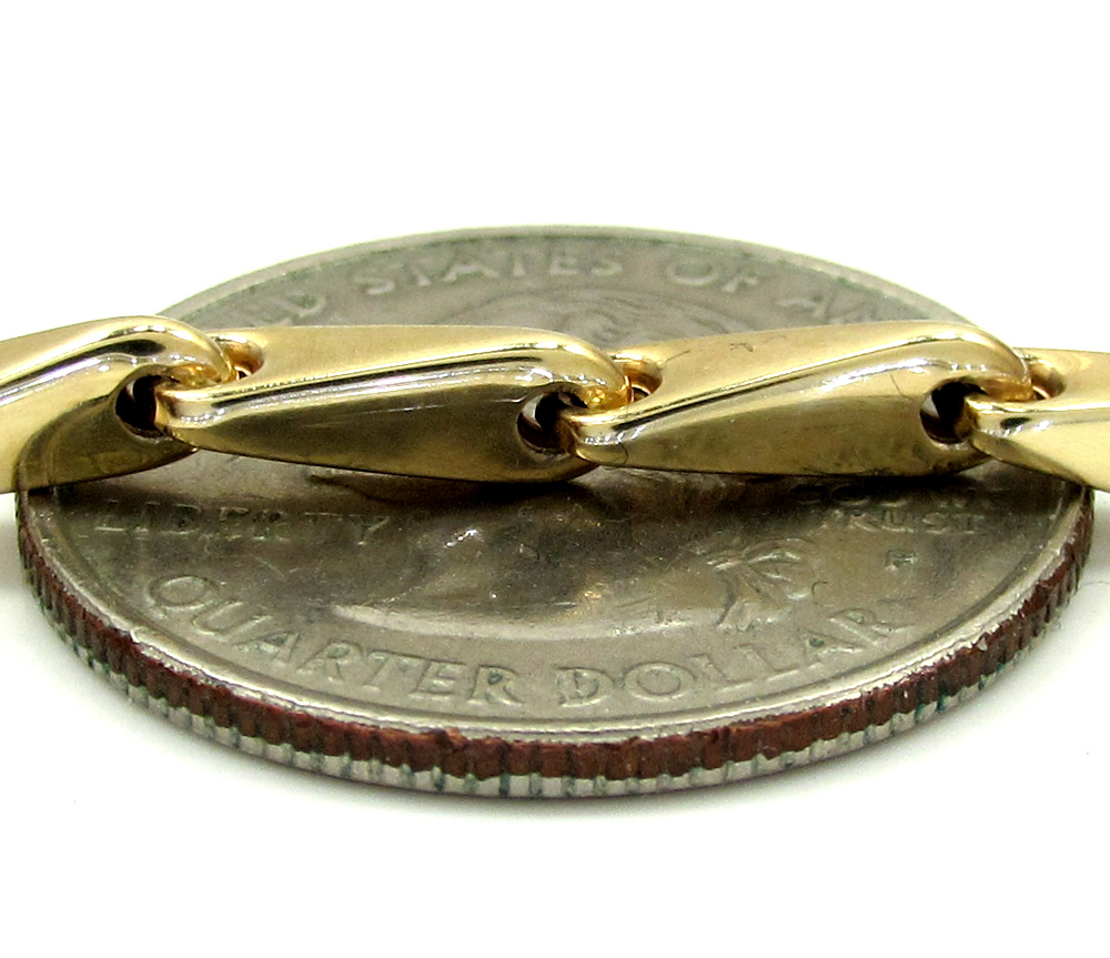 14k yellow gold hollow bullet link chain 26 inch 3.7mm - Image 4