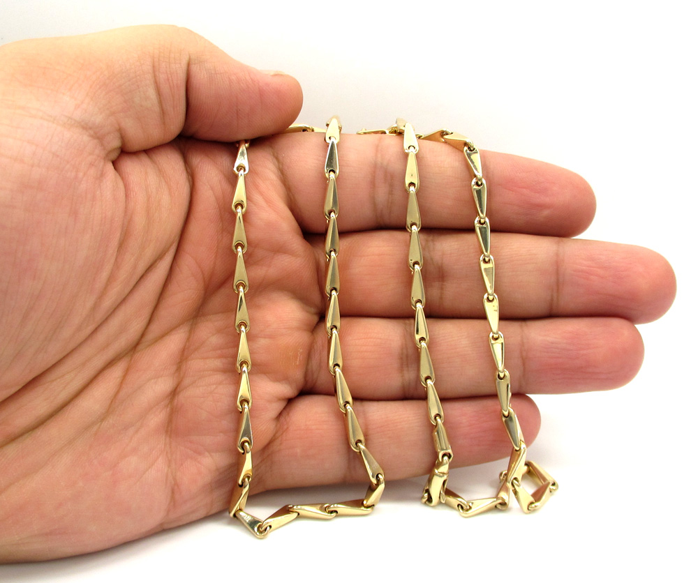 14k yellow gold hollow bullet link chain 26 inch 3.7mm - Image 5