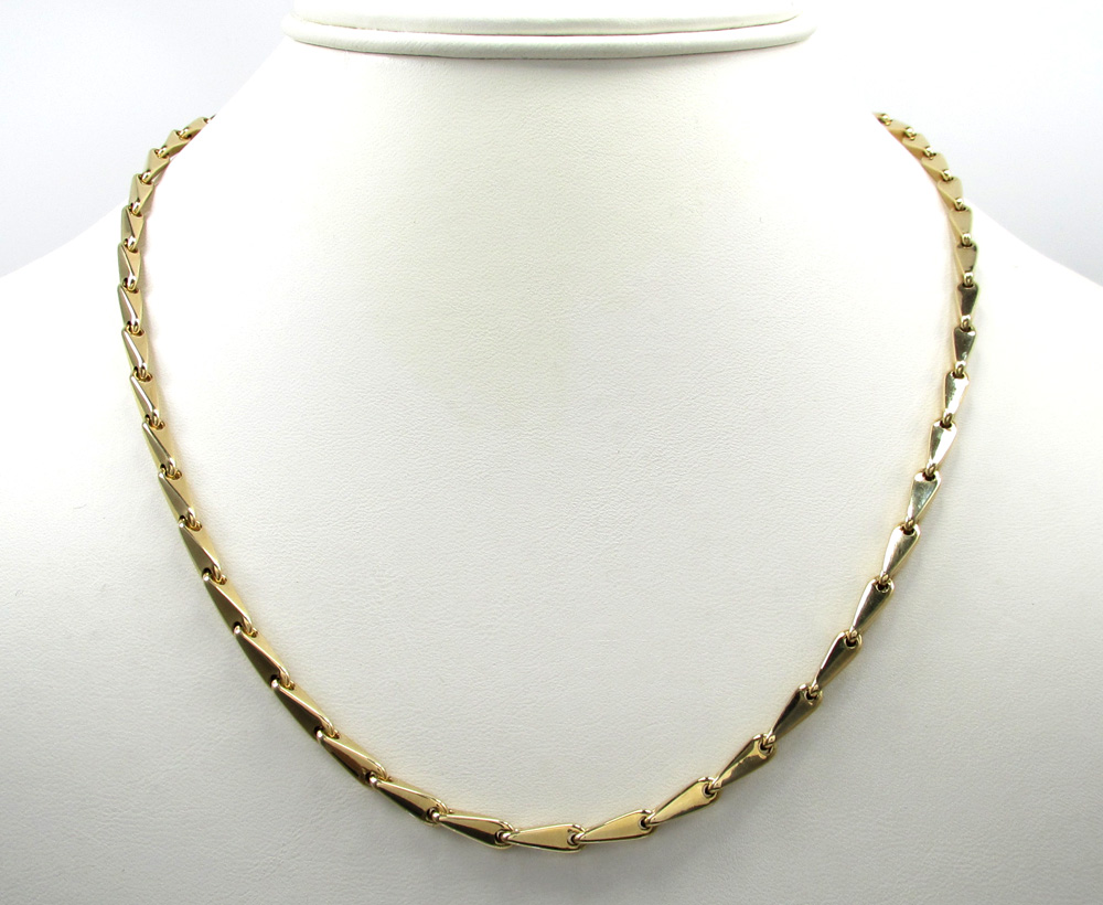 14k yellow gold hollow bullet link chain 26 inch 3.7mm
