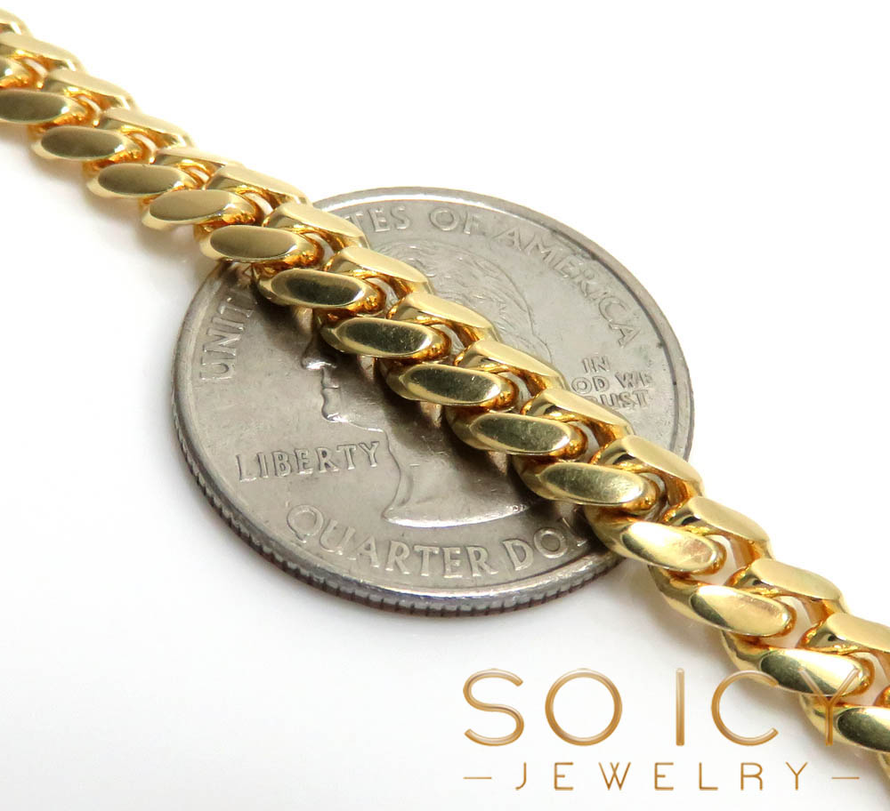 14k yellow gold solid miami link chain 18-32 inch 6mm