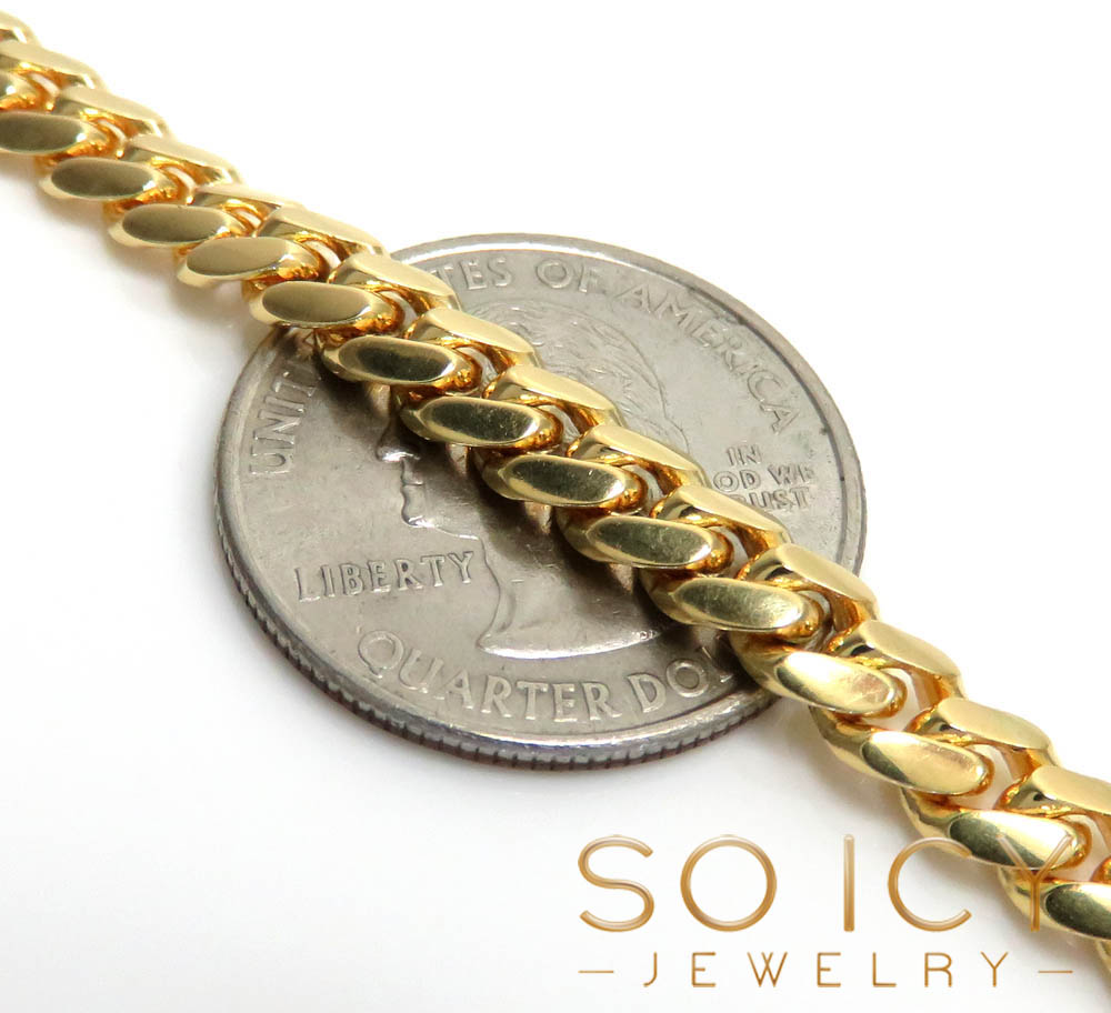 14k yellow gold solid miami link chain 18-26