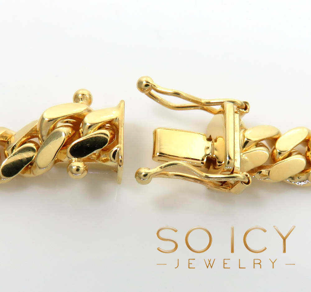 14k yellow gold solid miami link chain 18-26