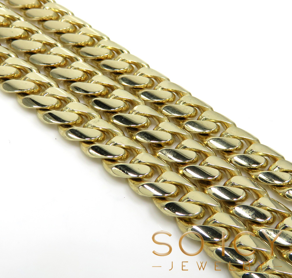 14k yellow gold solid miami link chain 18-32 inch 7mm