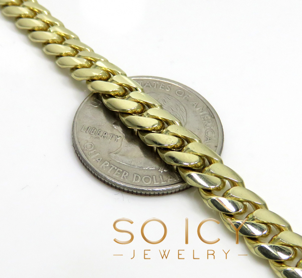 14k yellow gold solid miami link chain 18-30