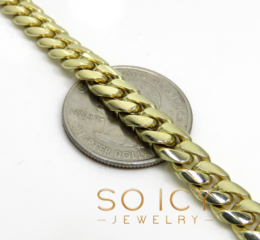 14k yellow gold solid miami link chain 20-32 inch 7mm