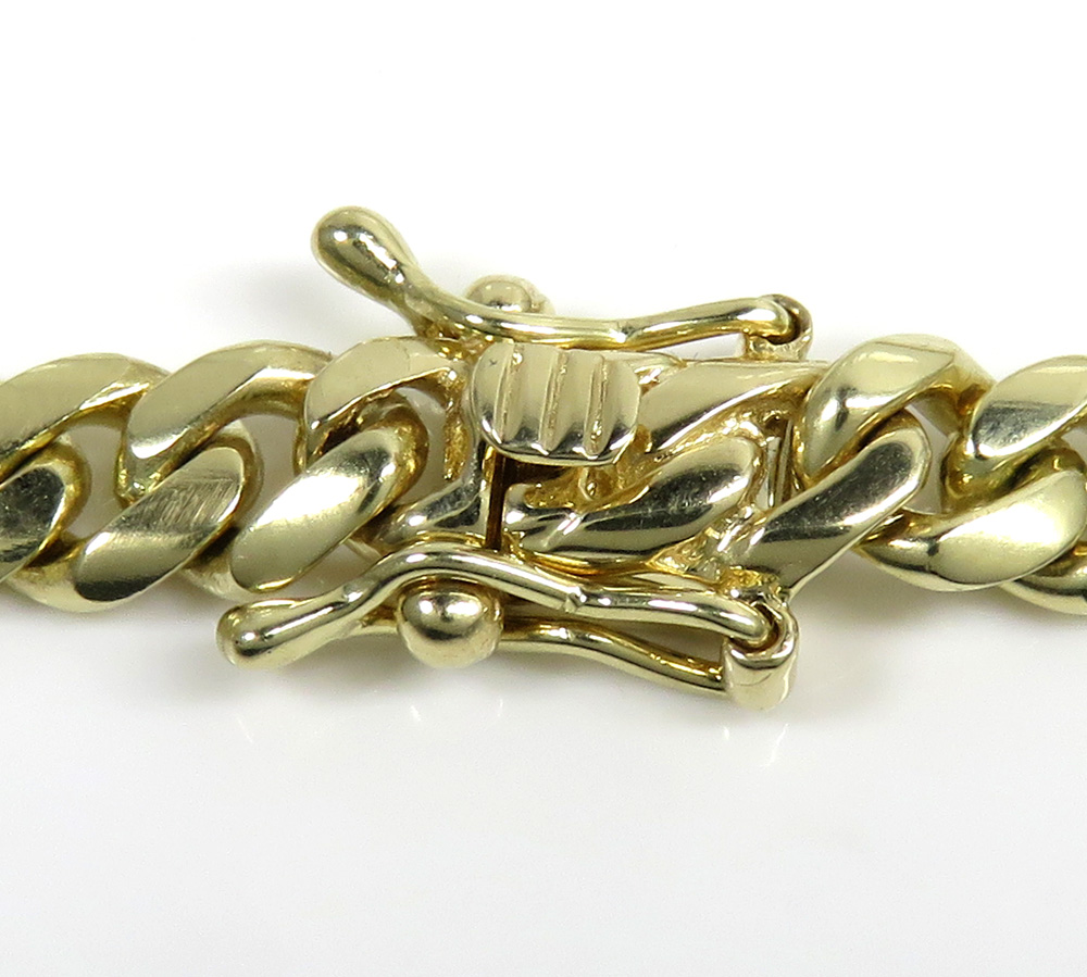 14k yellow gold solid miami link chain 18-30
