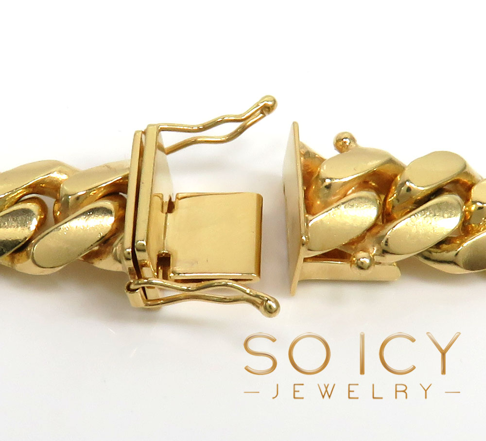 14k yellow gold solid miami link chain 18-32 inch 8.5mm