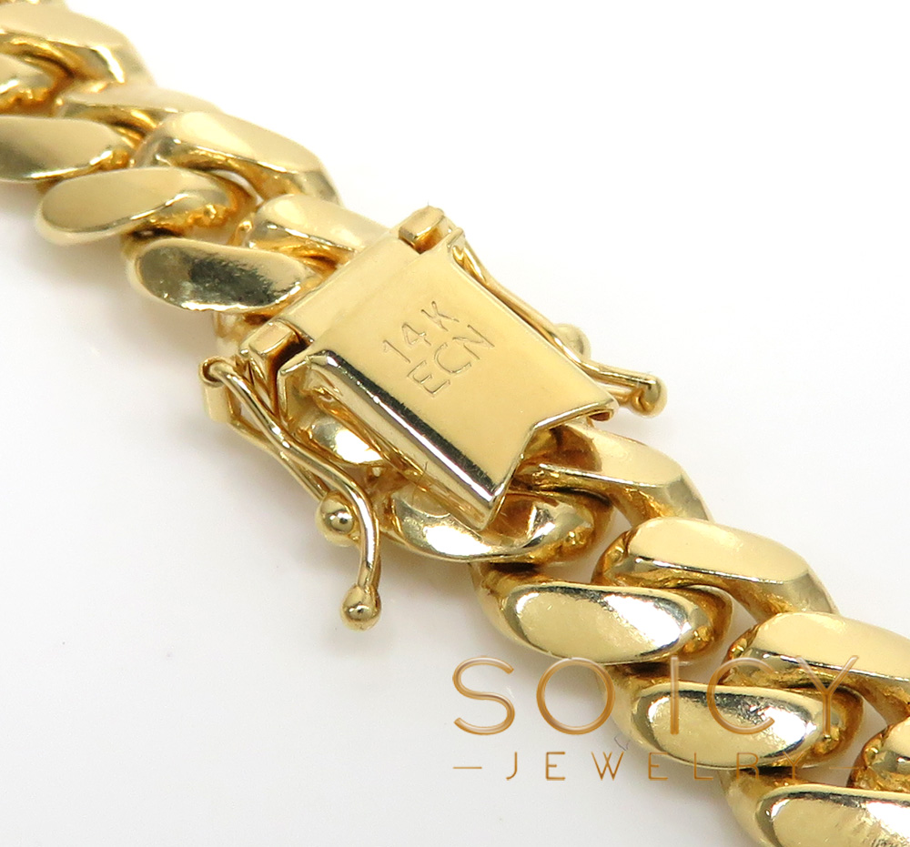 14k yellow gold solid miami link chain 18-32 inch 8.5mm