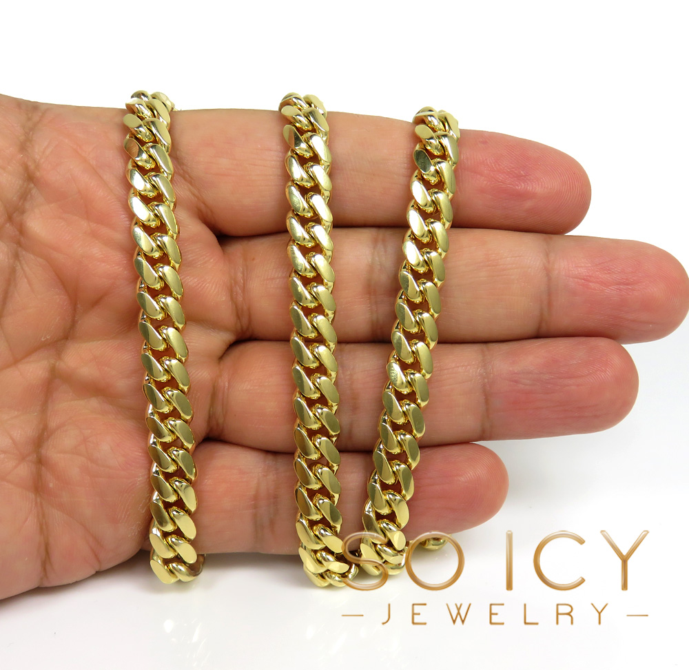 14k yellow gold solid miami link chain 18-32 inch 8.5mm - Image 5
