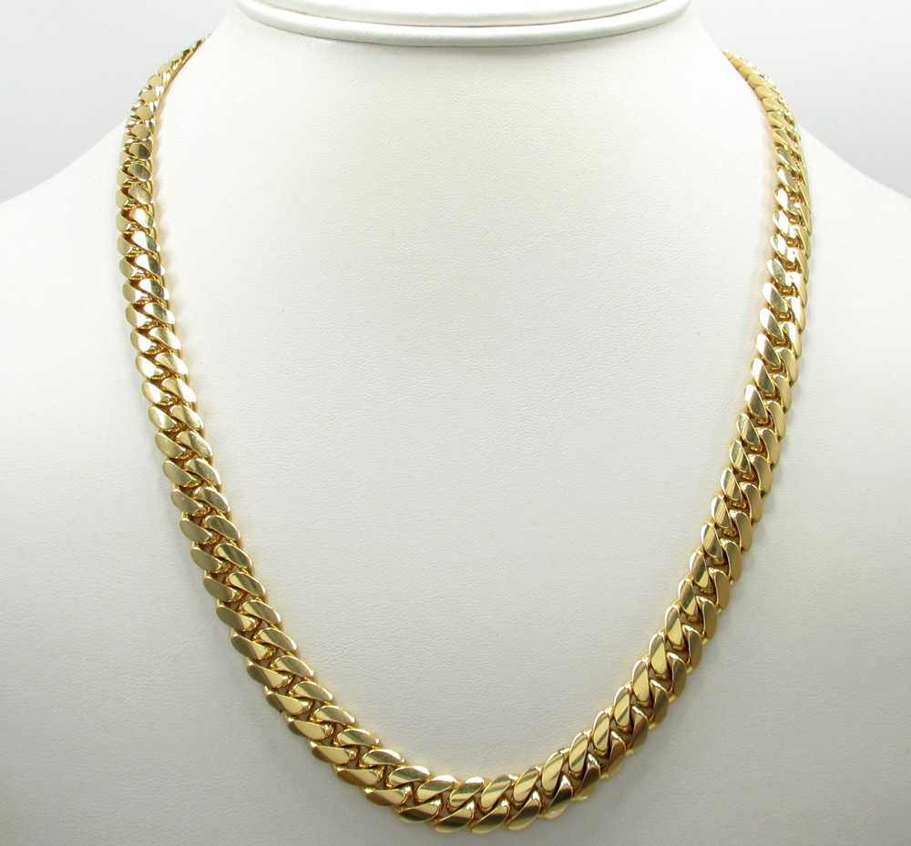 14k yellow gold solid miami link chain 18-32 inch 8.5mm