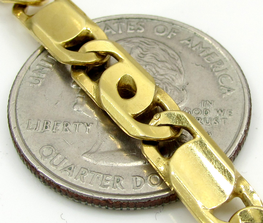 14k yellow gold solid tiger eye link chain 24 inch 6mm - Image 3