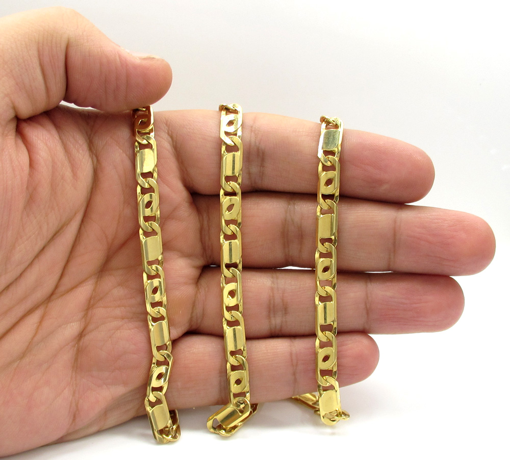 14k yellow gold solid tiger eye link chain 24 inch 6mm - Image 5