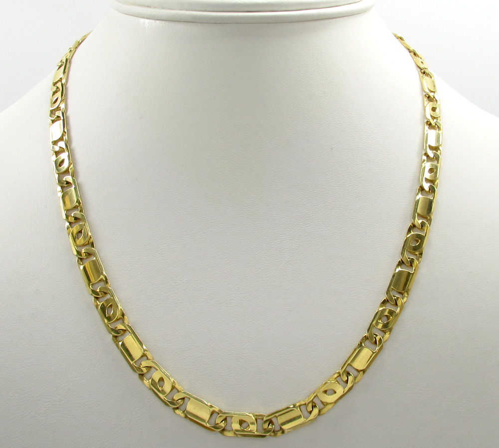 14k yellow gold solid tiger eye link chain 24 inch 6mm - Image 6