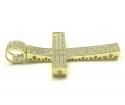 10k yellow gold large cz concave solid frame cross 4.00ct