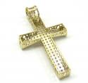 10k yellow gold large cz concave solid frame cross 4.00ct
