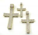 10k yellow gold large cz concave solid frame cross 4.00ct