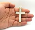 10k yellow gold large cz concave solid frame cross 4.00ct