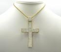 10k yellow gold large cz concave solid frame cross 4.00ct